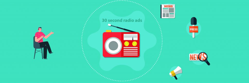 30 second ads in radio person listening to music with ads
