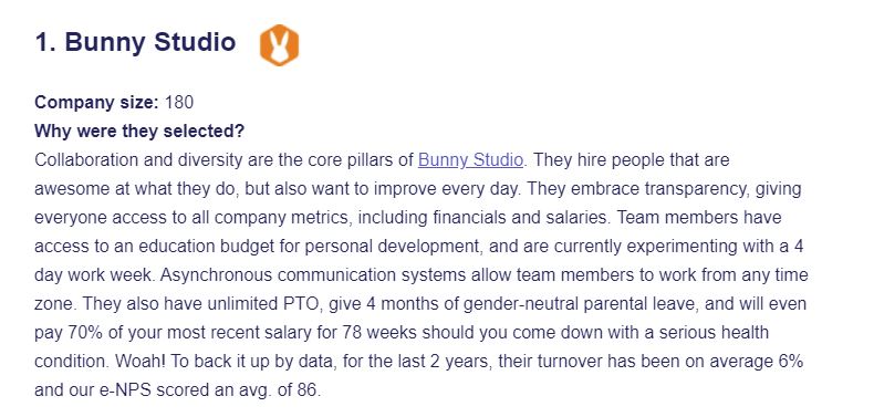 Bunny Studio best remote company to work for